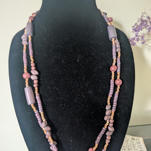 Purple and Pink Beaded Necklace - Picture 3 of 7